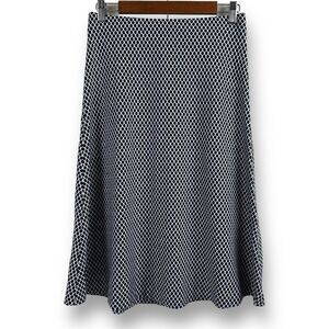 Ann Taylor Women's Size 4‎ Diamond Midi Skirt Black And White Geo Pattern New